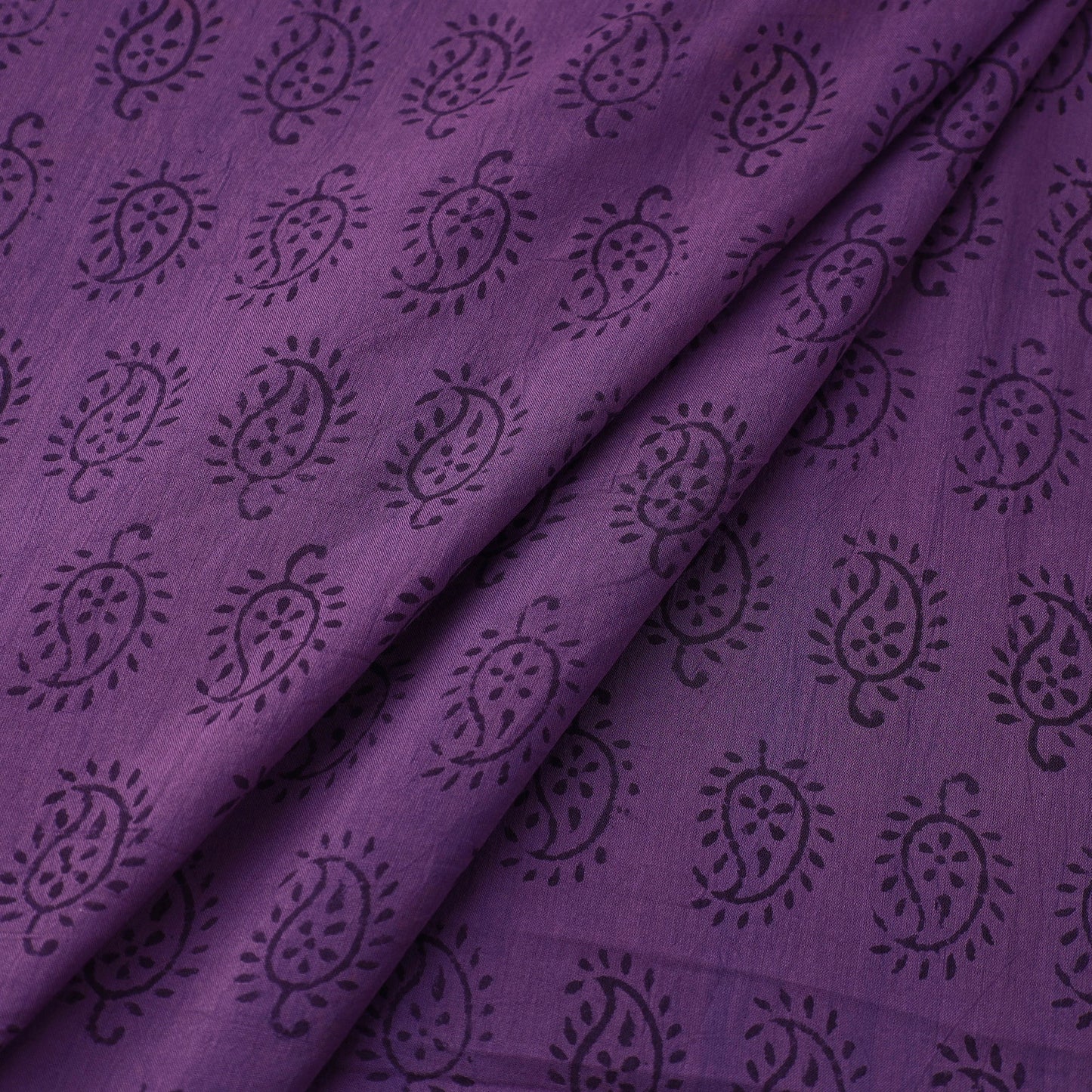 Purple - Natural Dyed Bagh Print Mul Cotton Fabric 09