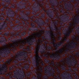 Purple Natural Dyed Bagh Print Mul Cotton Fabric