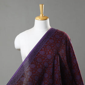 Purple Natural Dyed Bagh Print Mul Cotton Fabric