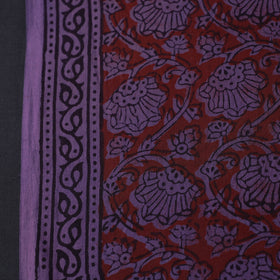 Purple Natural Dyed Bagh Print Mul Cotton Fabric