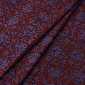 Purple Natural Dyed Bagh Print Mul Cotton Fabric