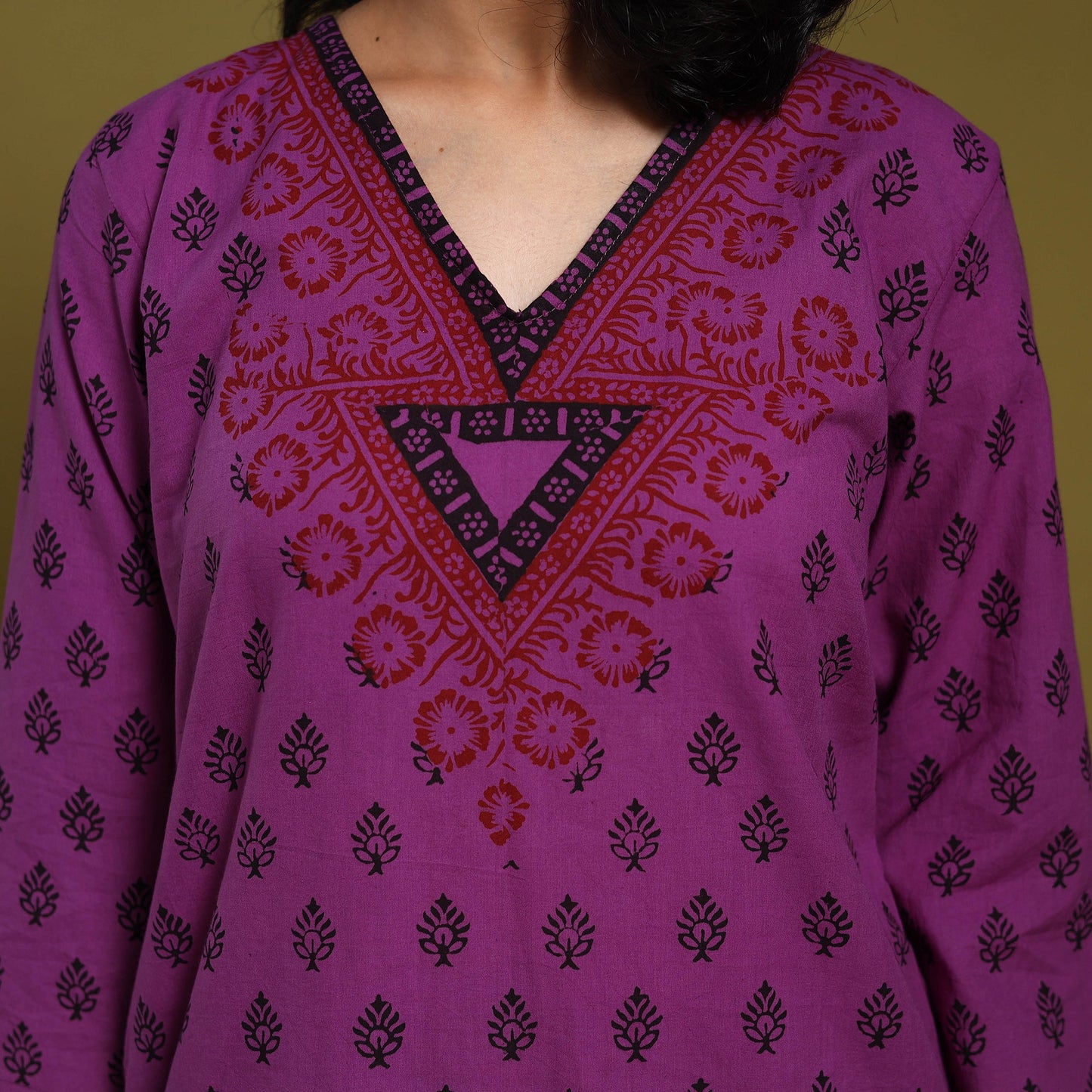 Purple - natural dyed cotton straight bagh kurta 07