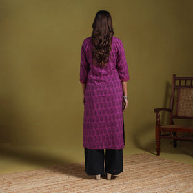 Purple - natural dyed cotton straight bagh kurta 13