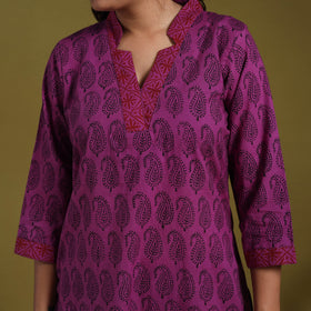 Purple - natural dyed cotton straight bagh kurta 13