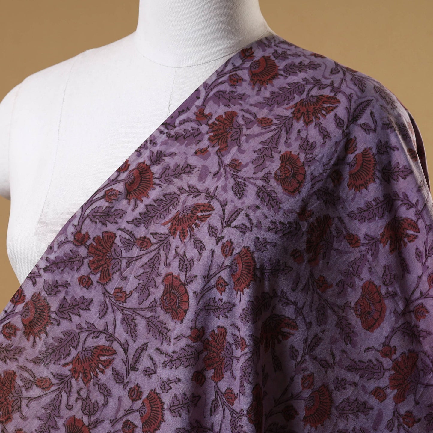 Purple - natural dyed cotton vanaspati bagru fabric 01