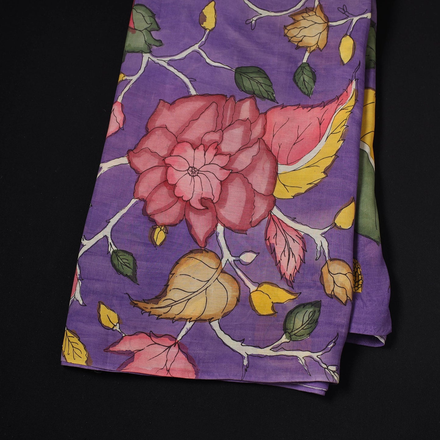 Natural dyed handloom chanderi silk handpainted