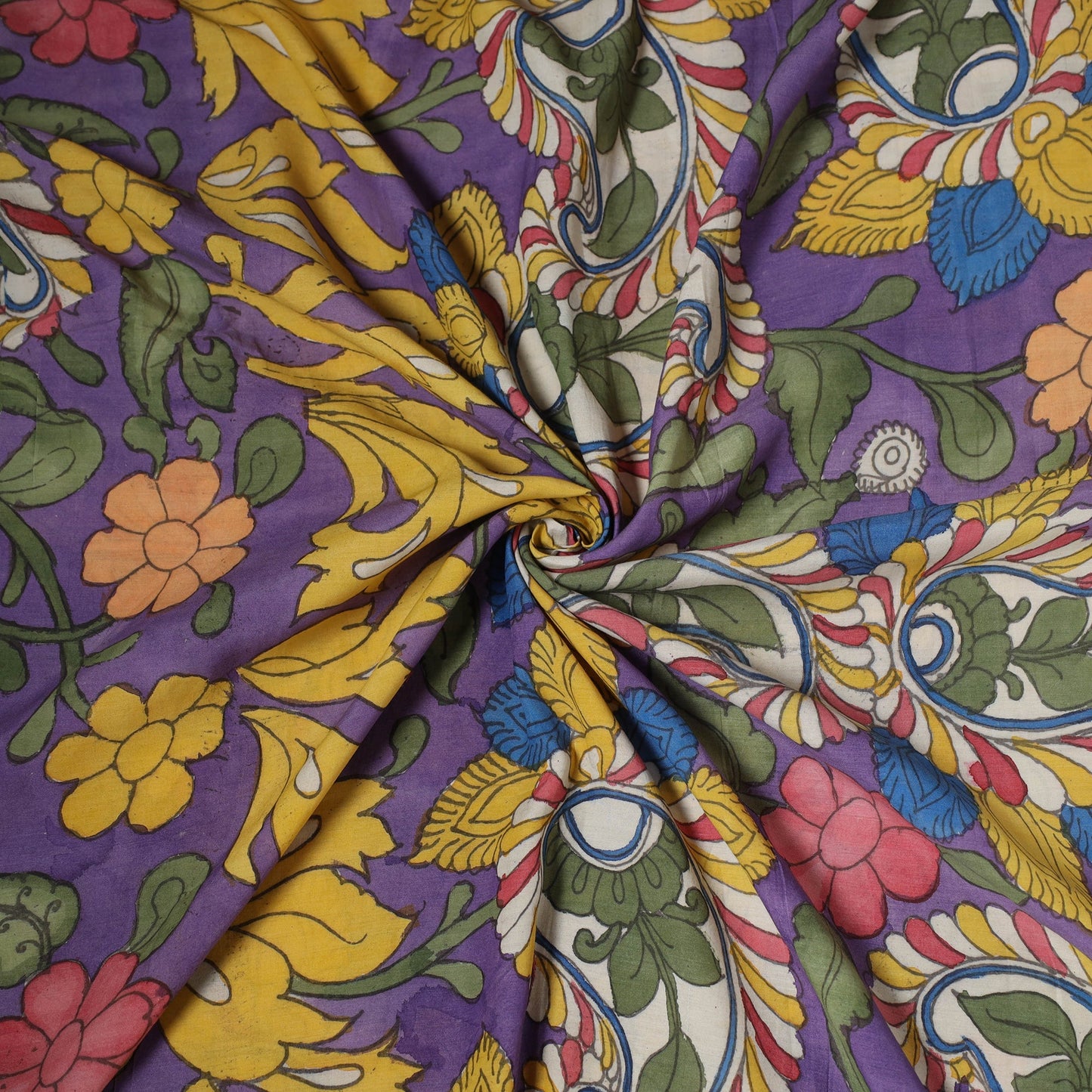 Natural dyed handloom chanderi silk handpainted