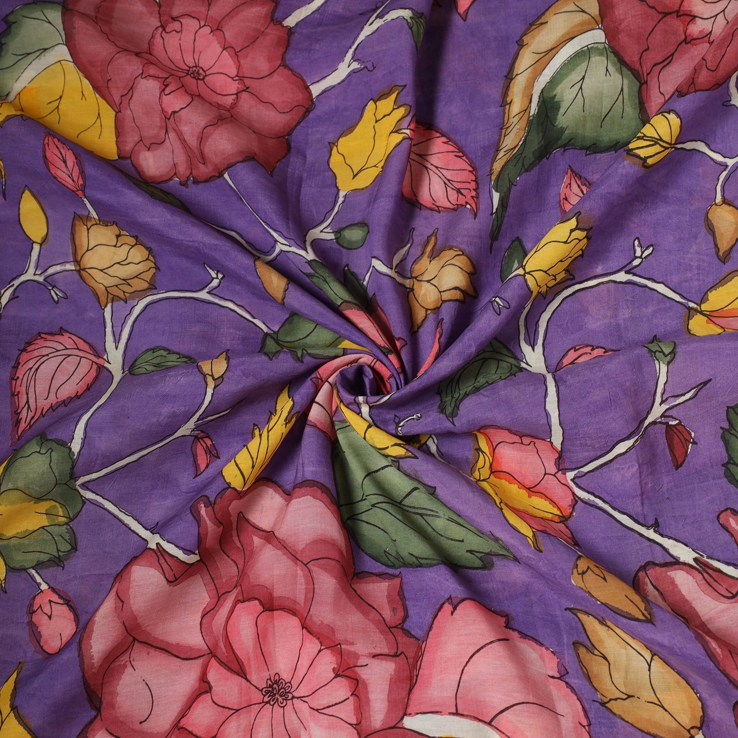 Natural dyed handloom chanderi silk handpainted