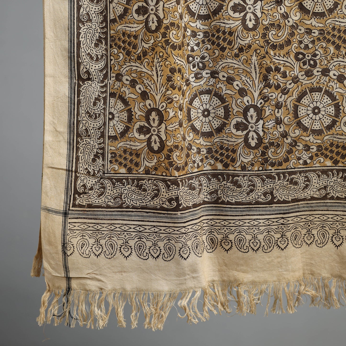 Natural dyed pedana kalamkari printed handloom cotton towel