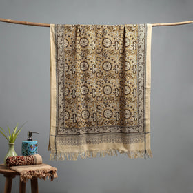 Natural dyed pedana kalamkari printed handloom cotton towel