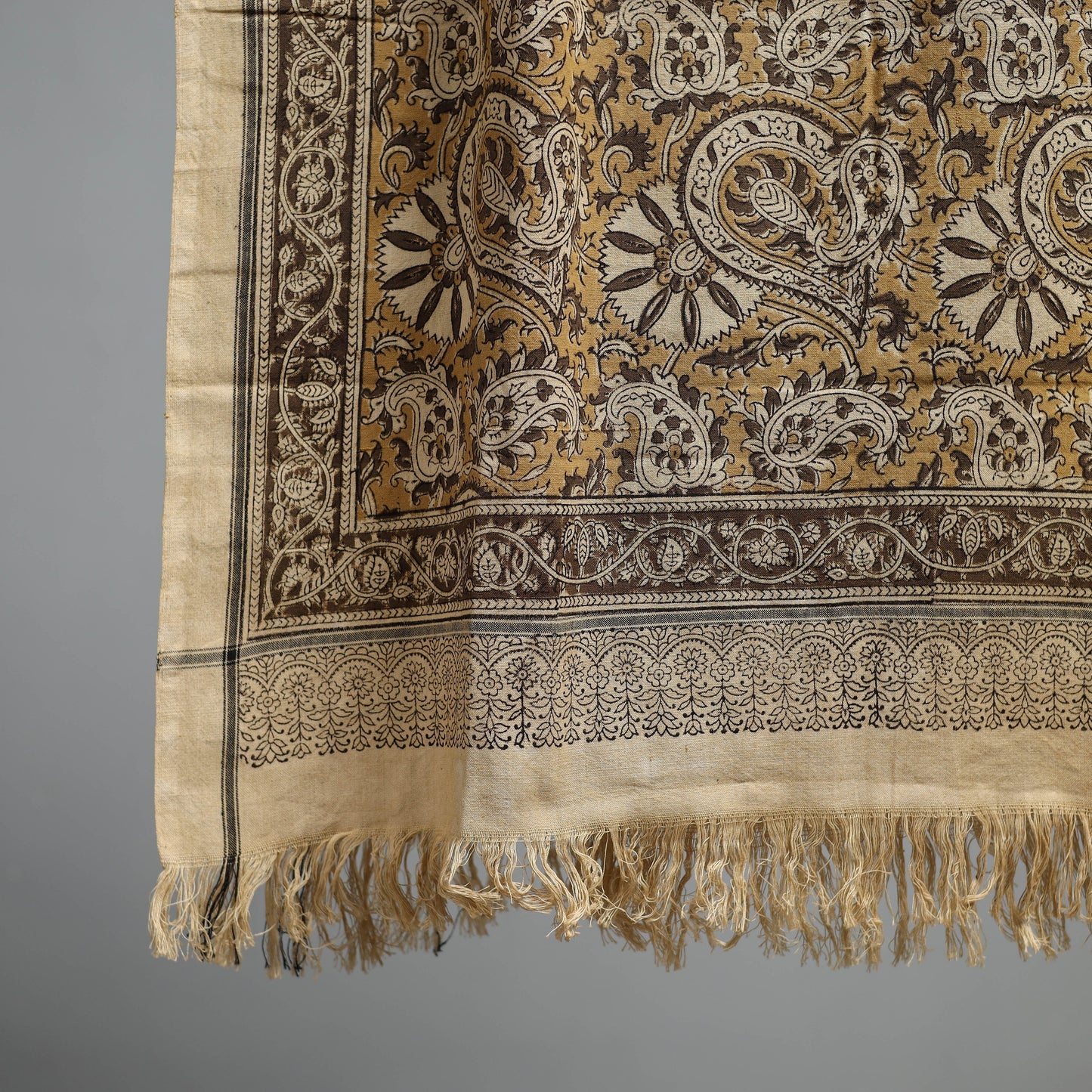 Natural dyed pedana kalamkari printed handloom cotton towel