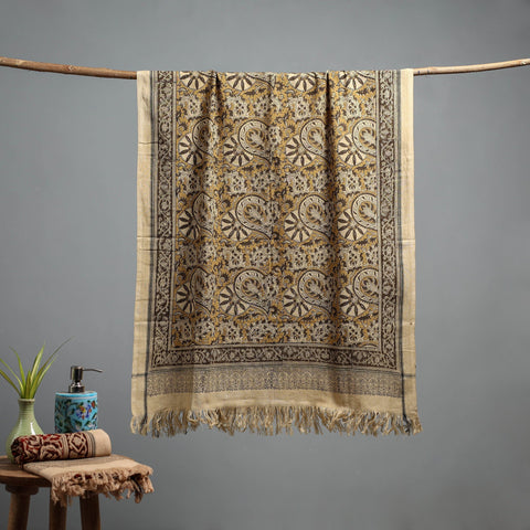 Natural dyed pedana kalamkari printed handloom cotton towel