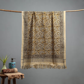 Natural dyed pedana kalamkari printed handloom cotton towel