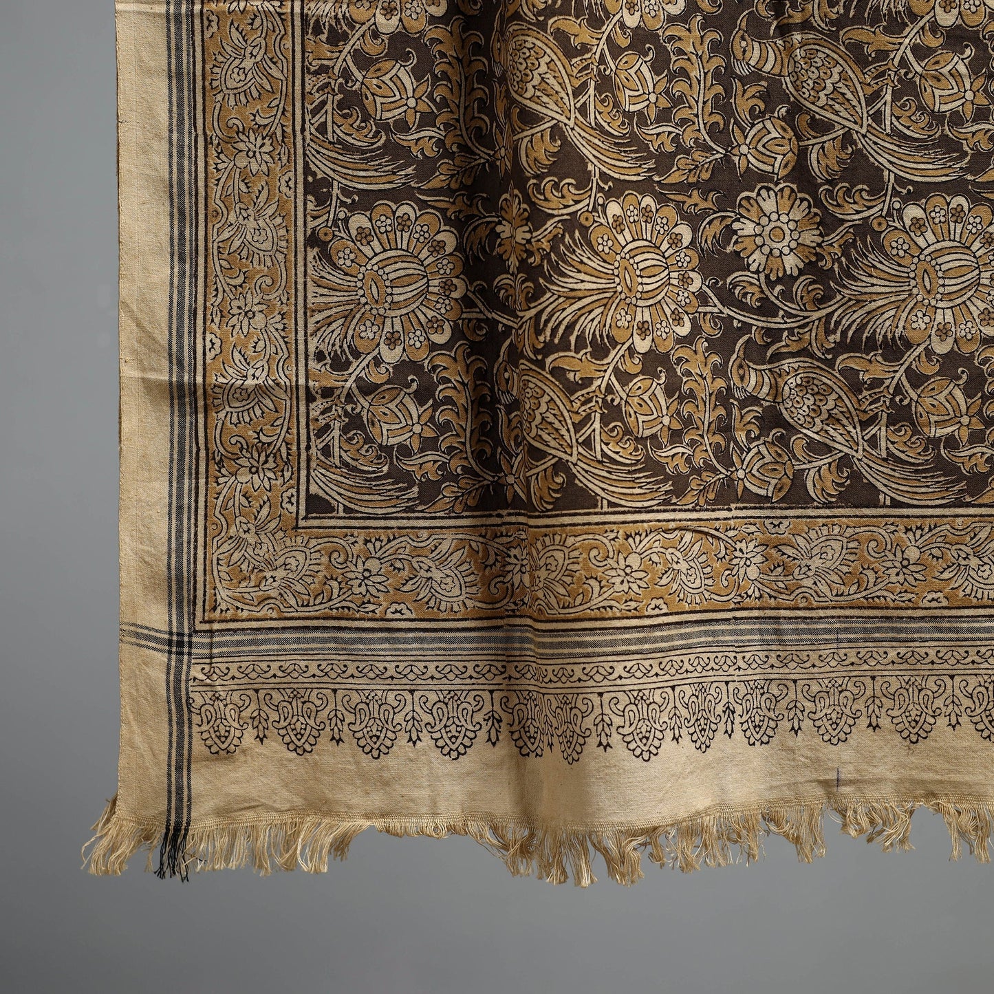 Natural dyed pedana kalamkari printed handloom cotton towel