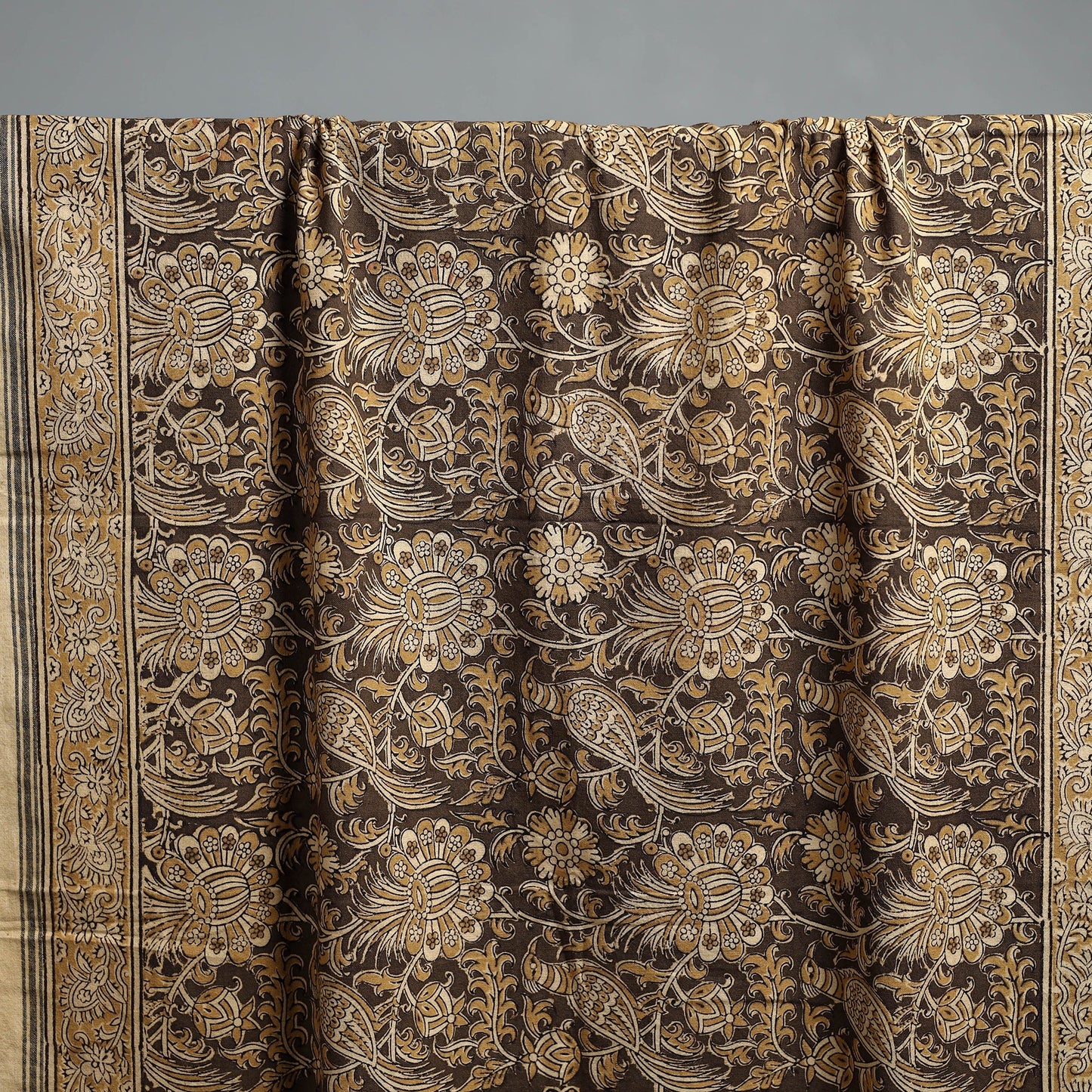 Natural dyed pedana kalamkari printed handloom cotton towel