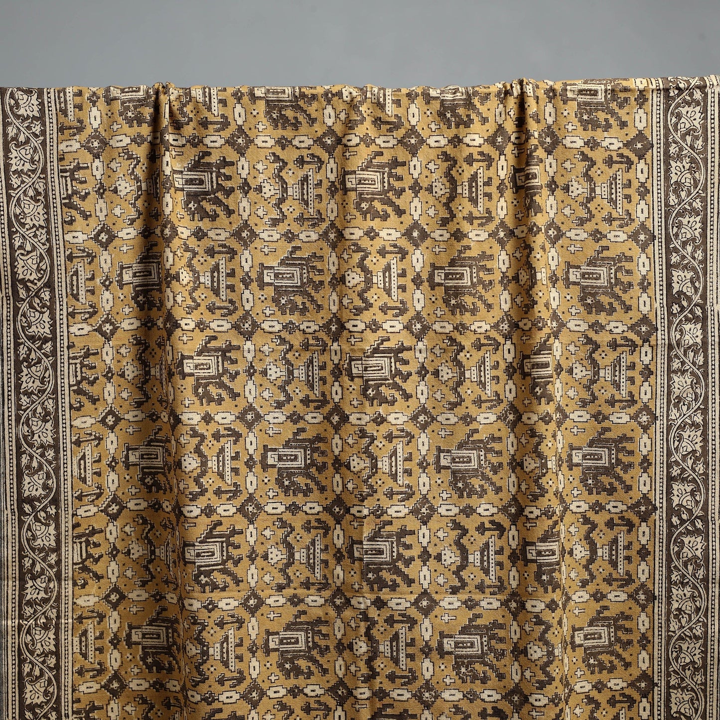 Natural dyed pedana kalamkari printed handloom cotton towel