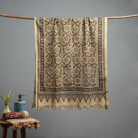 Natural dyed pedana kalamkari printed handloom cotton towel