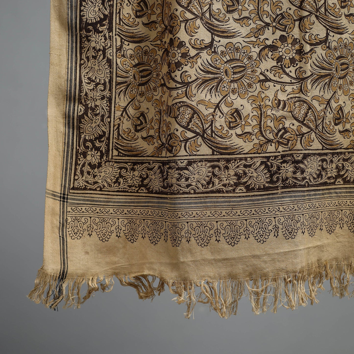 Natural dyed pedana kalamkari printed handloom cotton towel