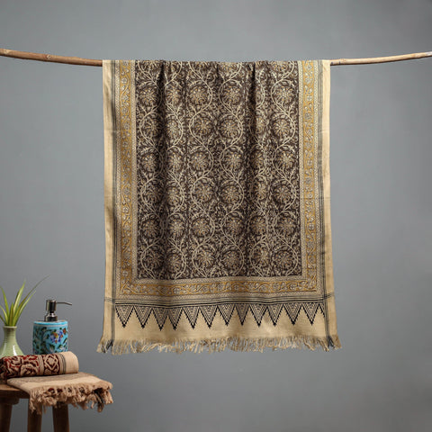Natural dyed pedana kalamkari printed handloom cotton towel