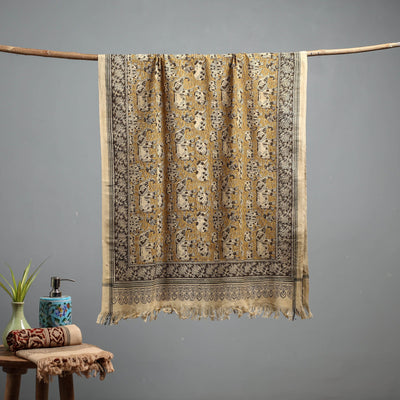 Natural dyed pedana kalamkari printed handloom cotton towel