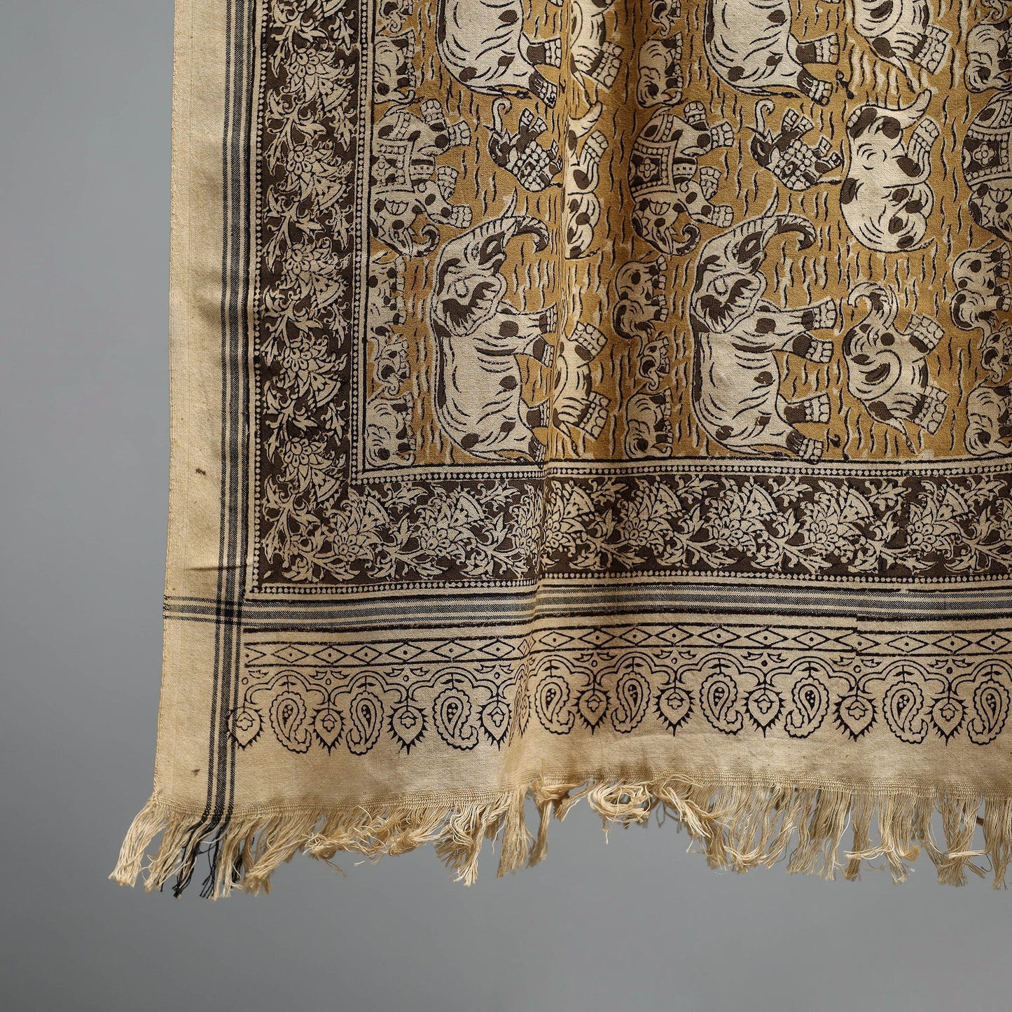 Natural dyed pedana kalamkari printed handloom cotton towel