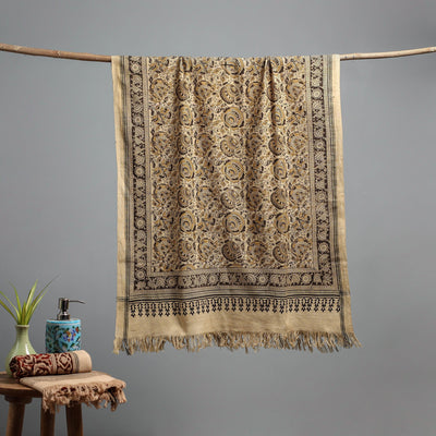 Natural dyed pedana kalamkari printed handloom cotton towel