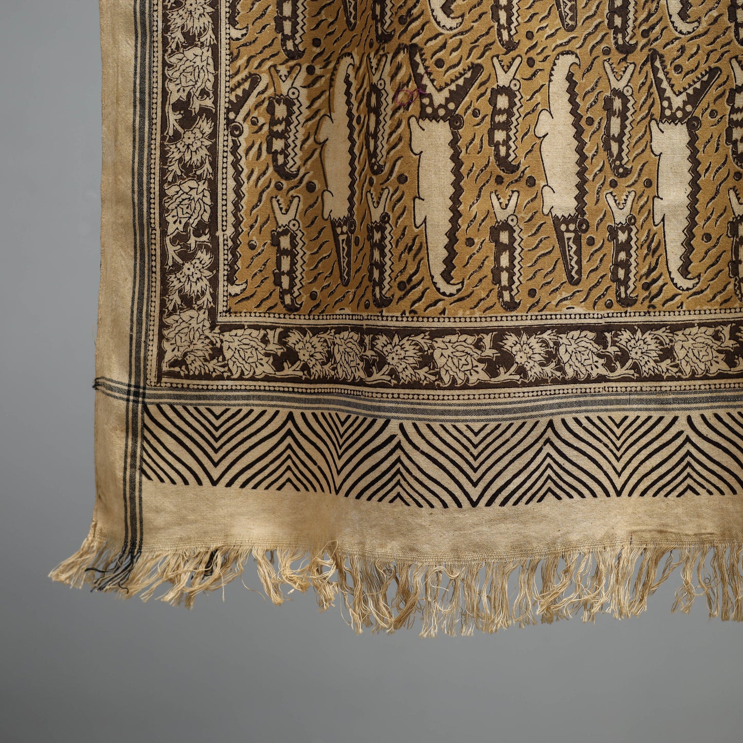 Natural dyed pedana kalamkari printed handloom cotton towel