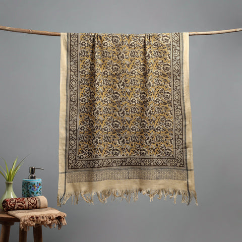 Natural dyed pedana kalamkari printed handloom cotton towel