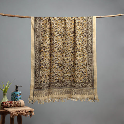 Natural dyed pedana kalamkari printed handloom cotton towel