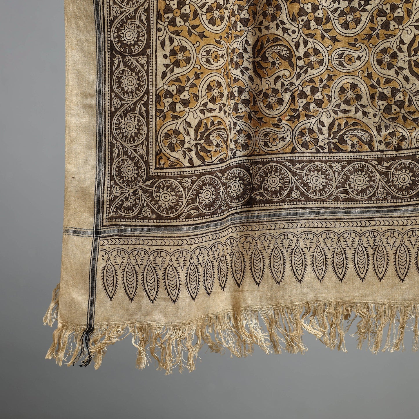 Natural dyed pedana kalamkari printed handloom cotton towel