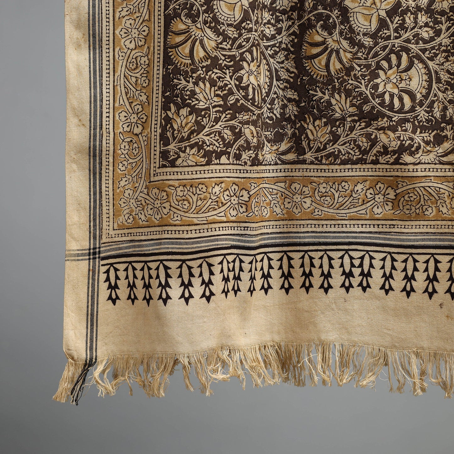 Natural dyed pedana kalamkari printed handloom cotton towel