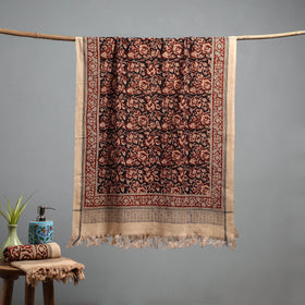 Natural dyed pedana kalamkari printed handloom cotton towel