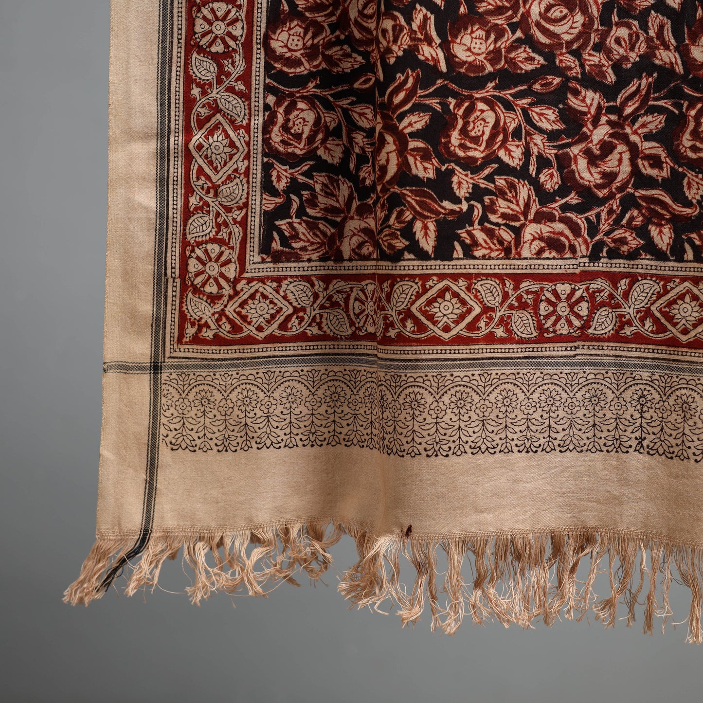 Natural dyed pedana kalamkari printed handloom cotton towel