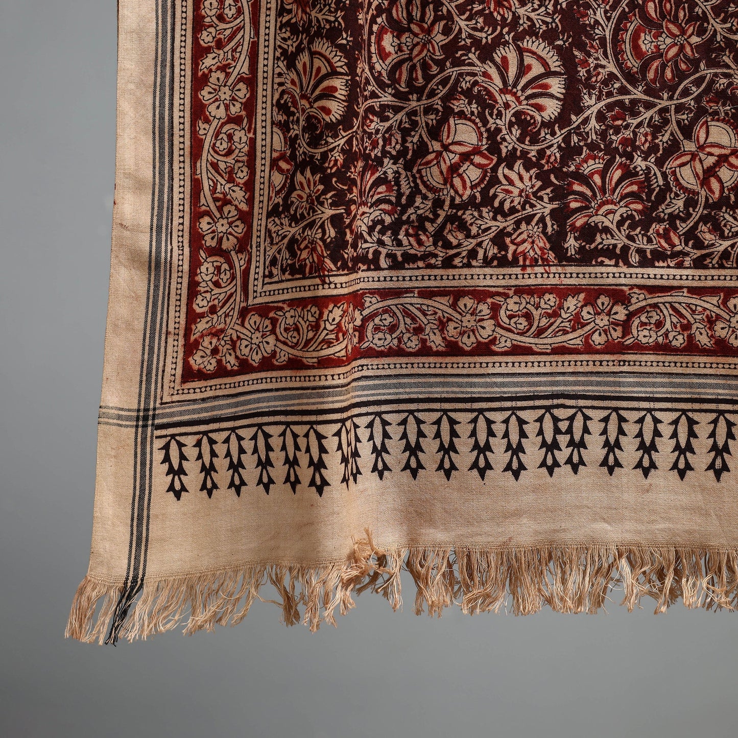 Natural dyed pedana kalamkari printed handloom cotton towel