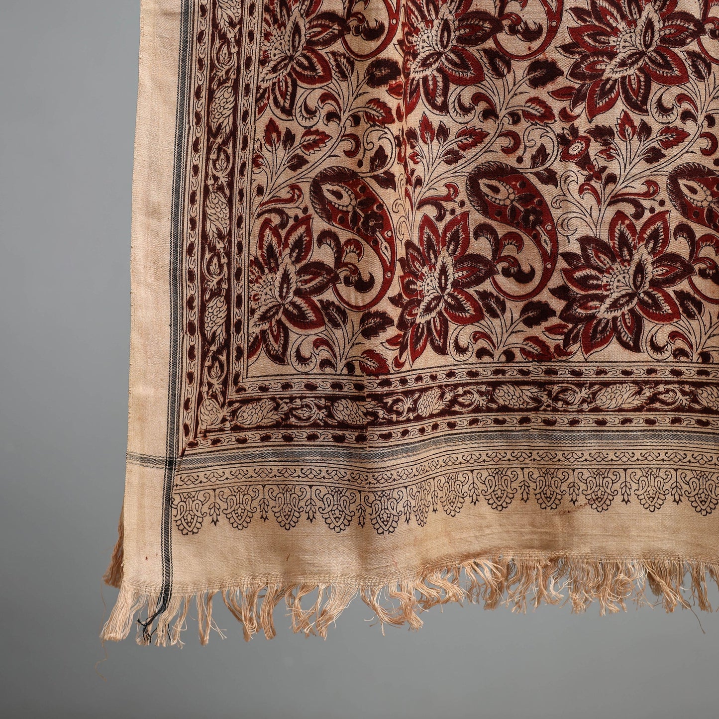 Natural dyed pedana kalamkari printed handloom cotton towel