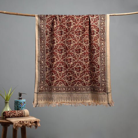 Natural dyed pedana kalamkari printed handloom cotton towel