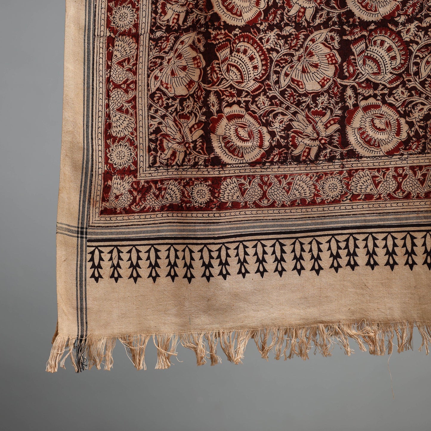 Natural dyed pedana kalamkari printed handloom cotton towel