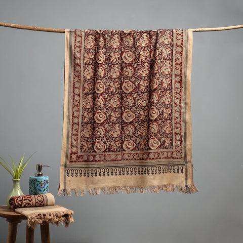 Natural dyed pedana kalamkari printed handloom cotton towel