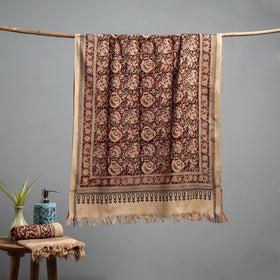 Natural dyed pedana kalamkari printed handloom cotton towel