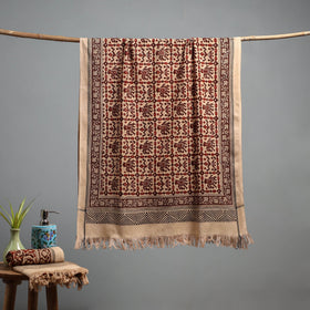 Natural dyed pedana kalamkari printed handloom cotton towel