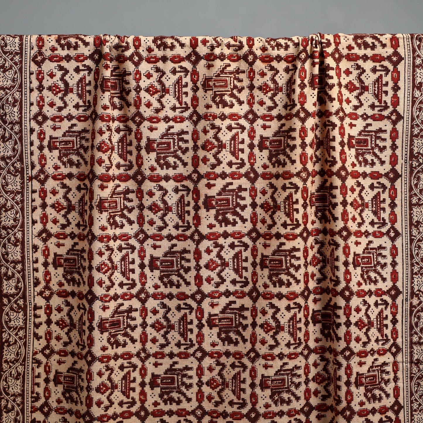 Natural dyed pedana kalamkari printed handloom cotton towel