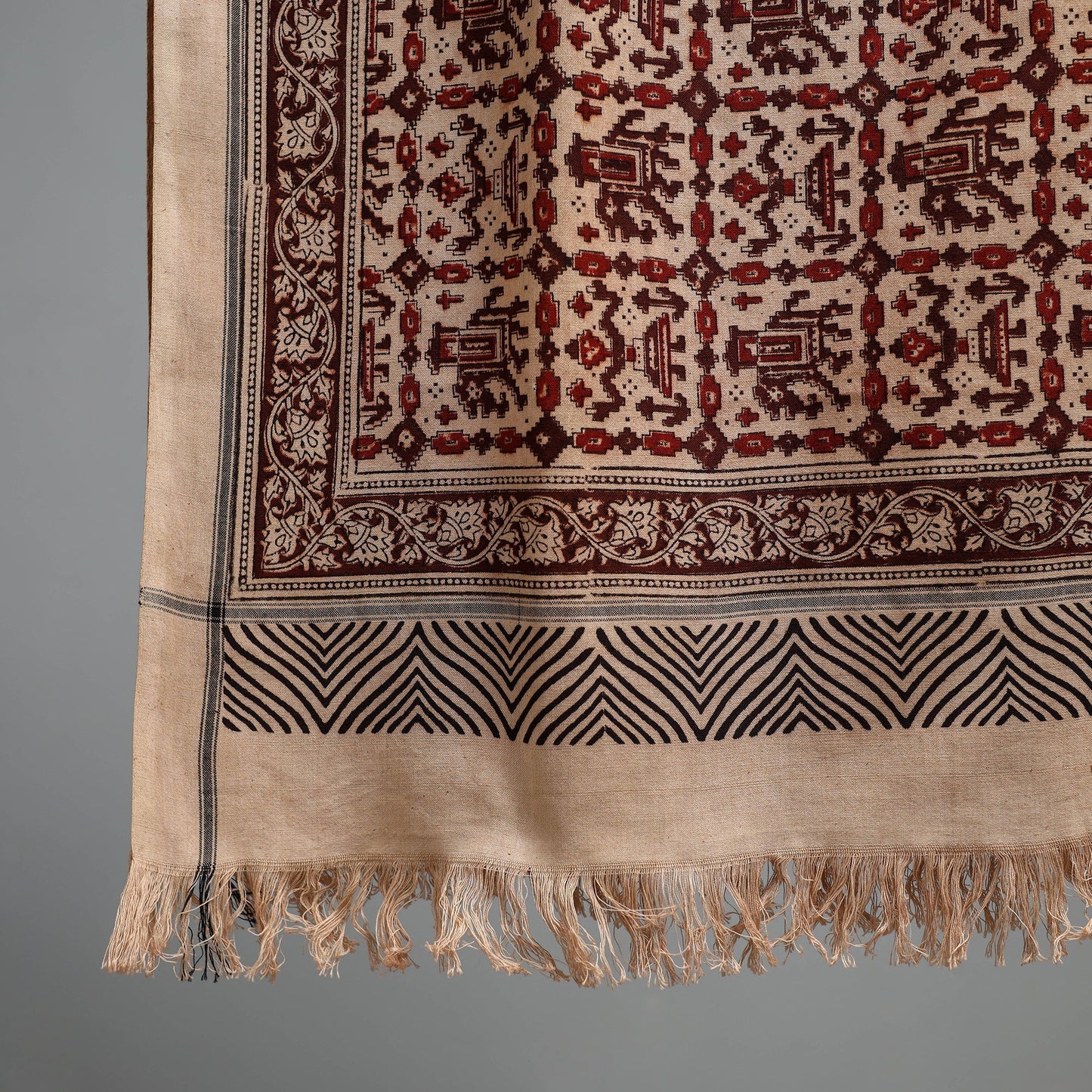 Natural dyed pedana kalamkari printed handloom cotton towel