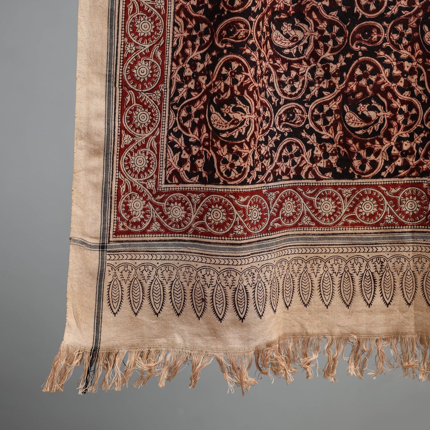 Natural dyed pedana kalamkari printed handloom cotton towel