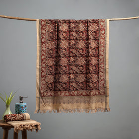 Natural dyed pedana kalamkari printed handloom cotton towel