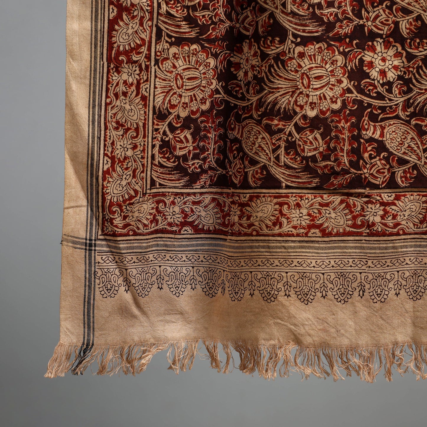 Natural dyed pedana kalamkari printed handloom cotton towel