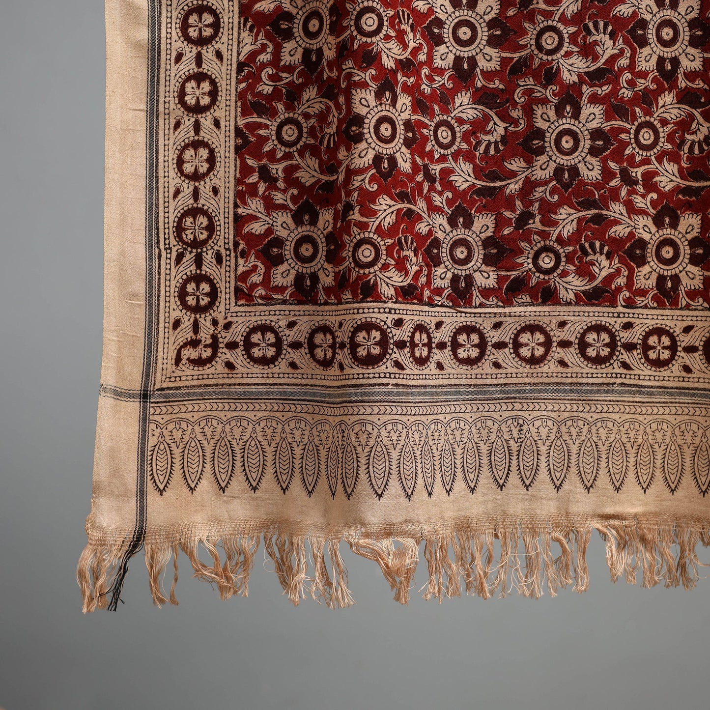 Natural dyed pedana kalamkari printed handloom cotton towel