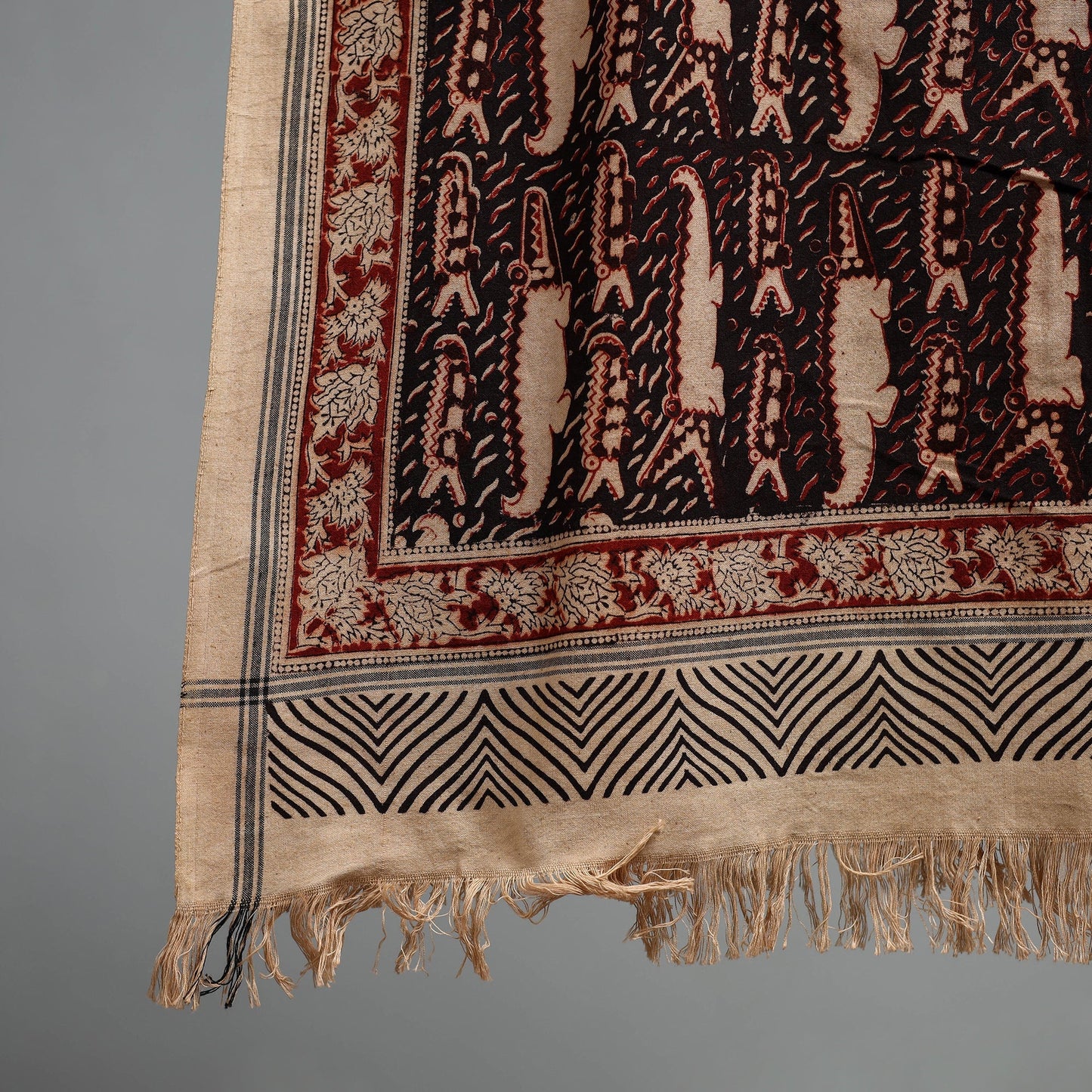 Natural dyed pedana kalamkari printed handloom cotton towel