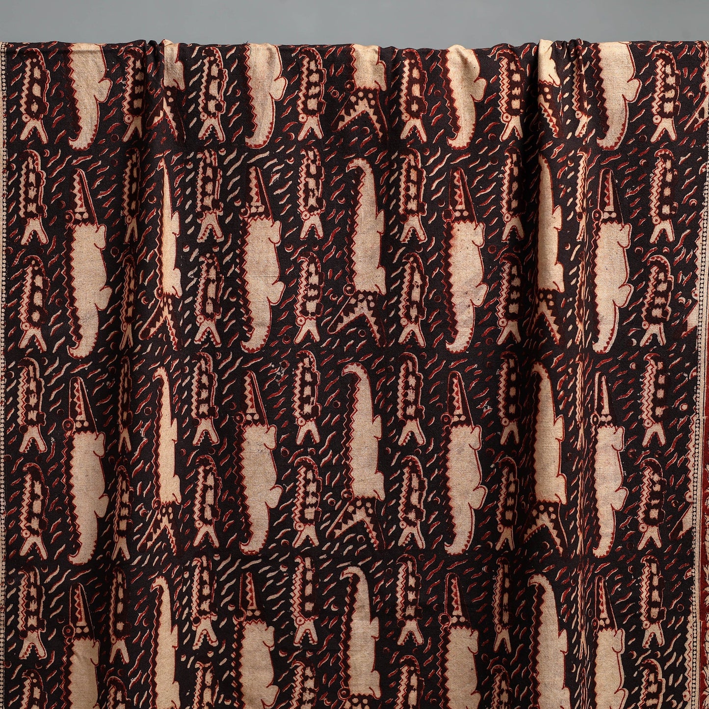 Natural dyed pedana kalamkari printed handloom cotton towel