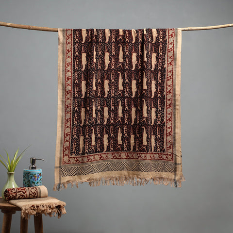 Natural dyed pedana kalamkari printed handloom cotton towel