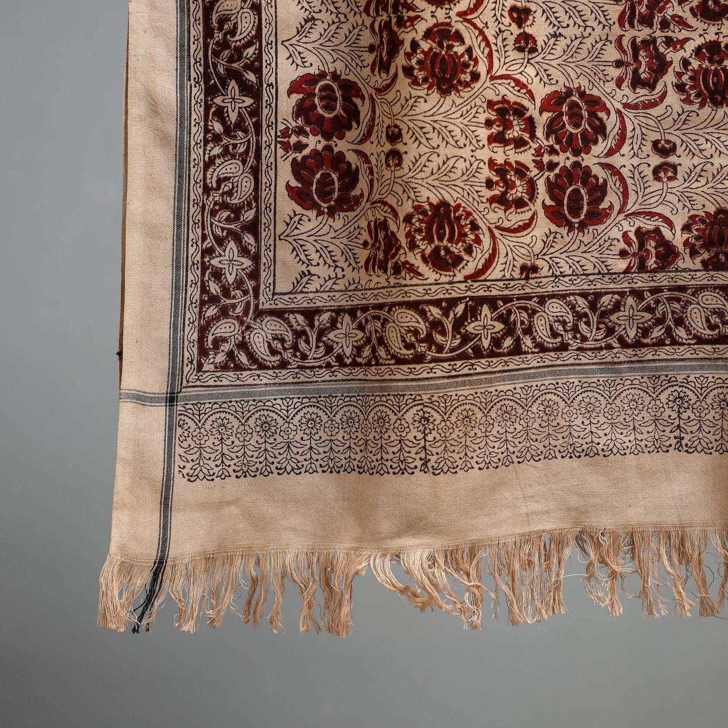 Natural dyed pedana kalamkari printed handloom cotton towel